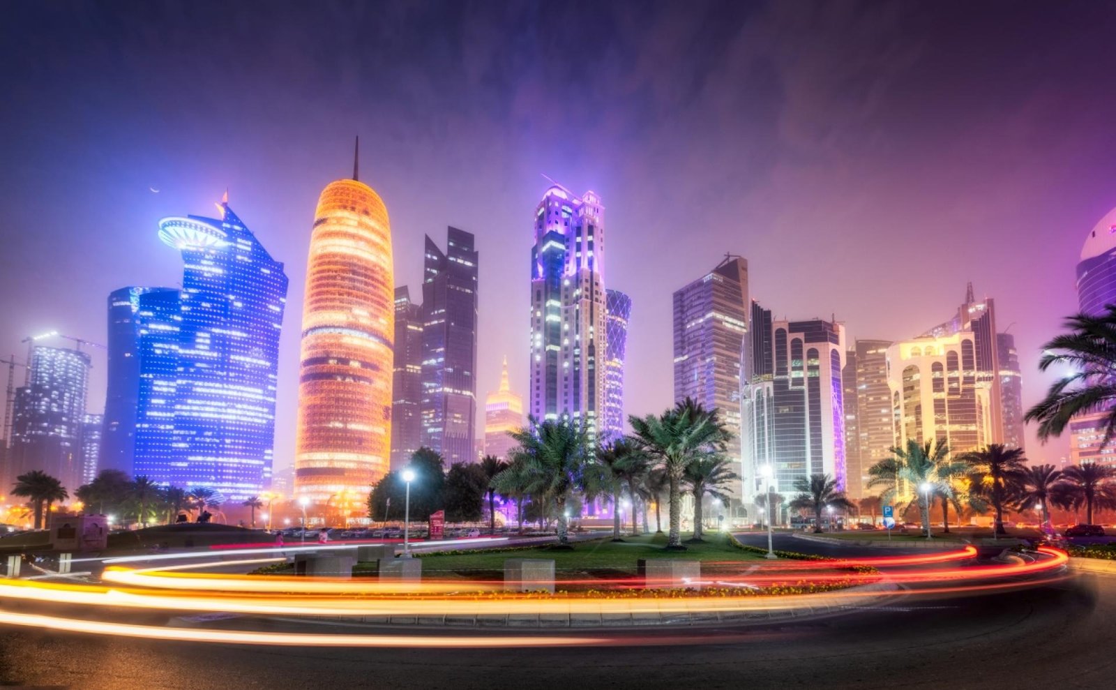 London Photography Awards Winner - Doha Skyline Lighttrails